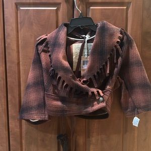 Scotch R’Belle Plaid Fringed Jacket with Mittens- Size 8 - NWT